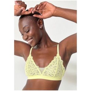 •THIRDLOVE• NWOT Boho Lace Triangle Bralette in Zest Yellow Size Small